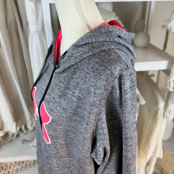 Under Armor Hoodie gray pink size XL athleisure, lounging, comfort classic #4342 - Picture 6 of 8